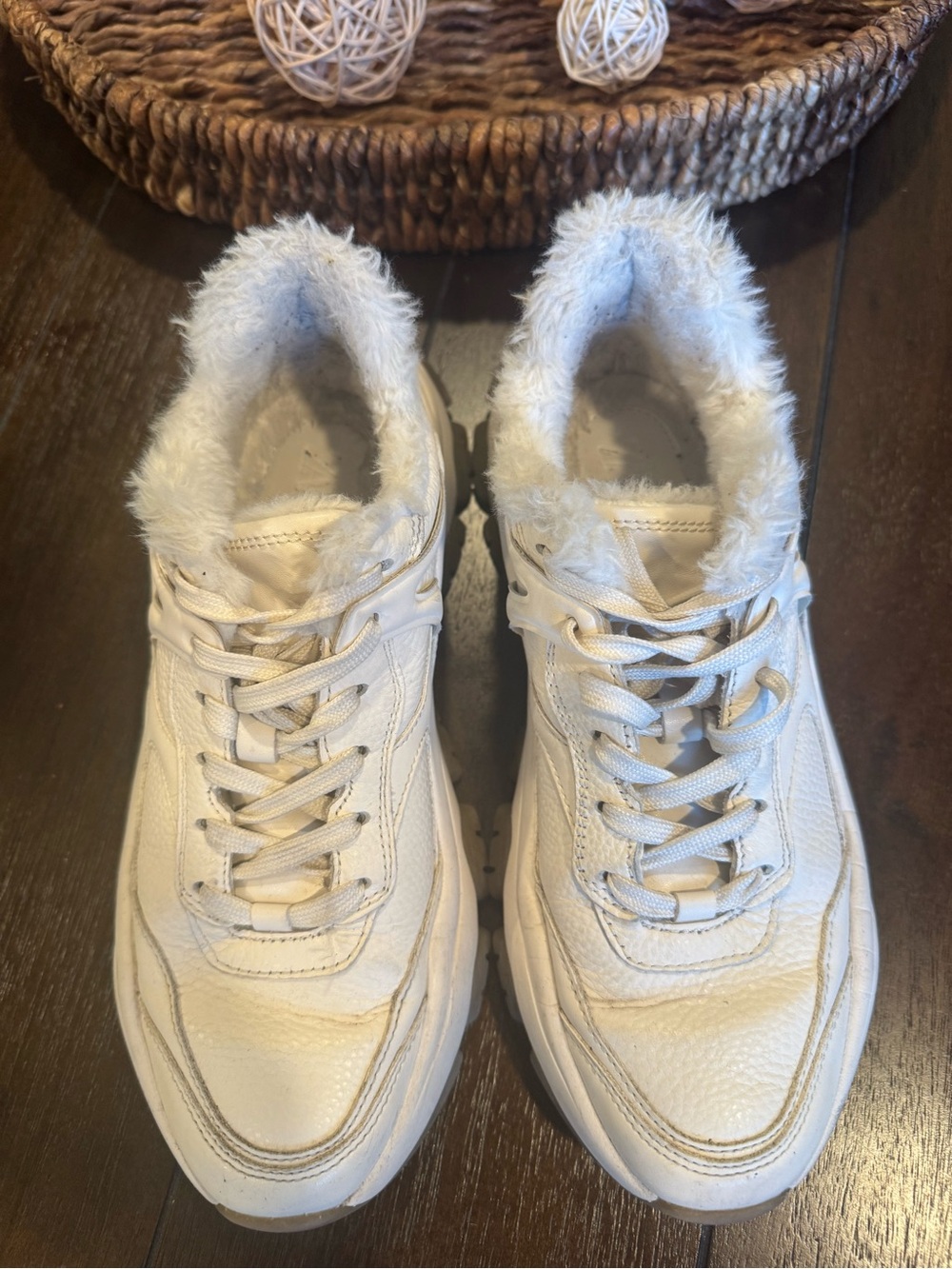 ZARA White Faux Fur Lined Sneakers